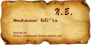 Neuhauser Béla névjegykártya